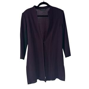Ming Wang Burgundy Black Knit Long Cardigan Blazer Jacket Sz Large